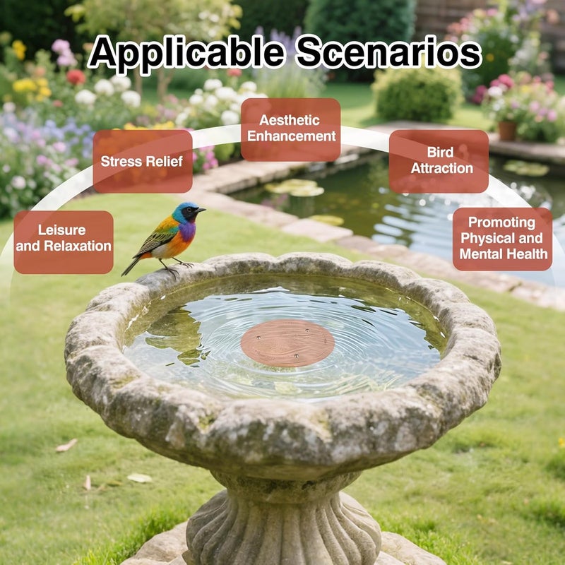 HIGHYEAH Bird Bath Copper Disc- Reinforced 99.99% Pure Copper Bird Bath Purification Basin with Three-Point Support Providing Physically Safe Clean Water Suitable for Outdoor Bird Baths - Image 5